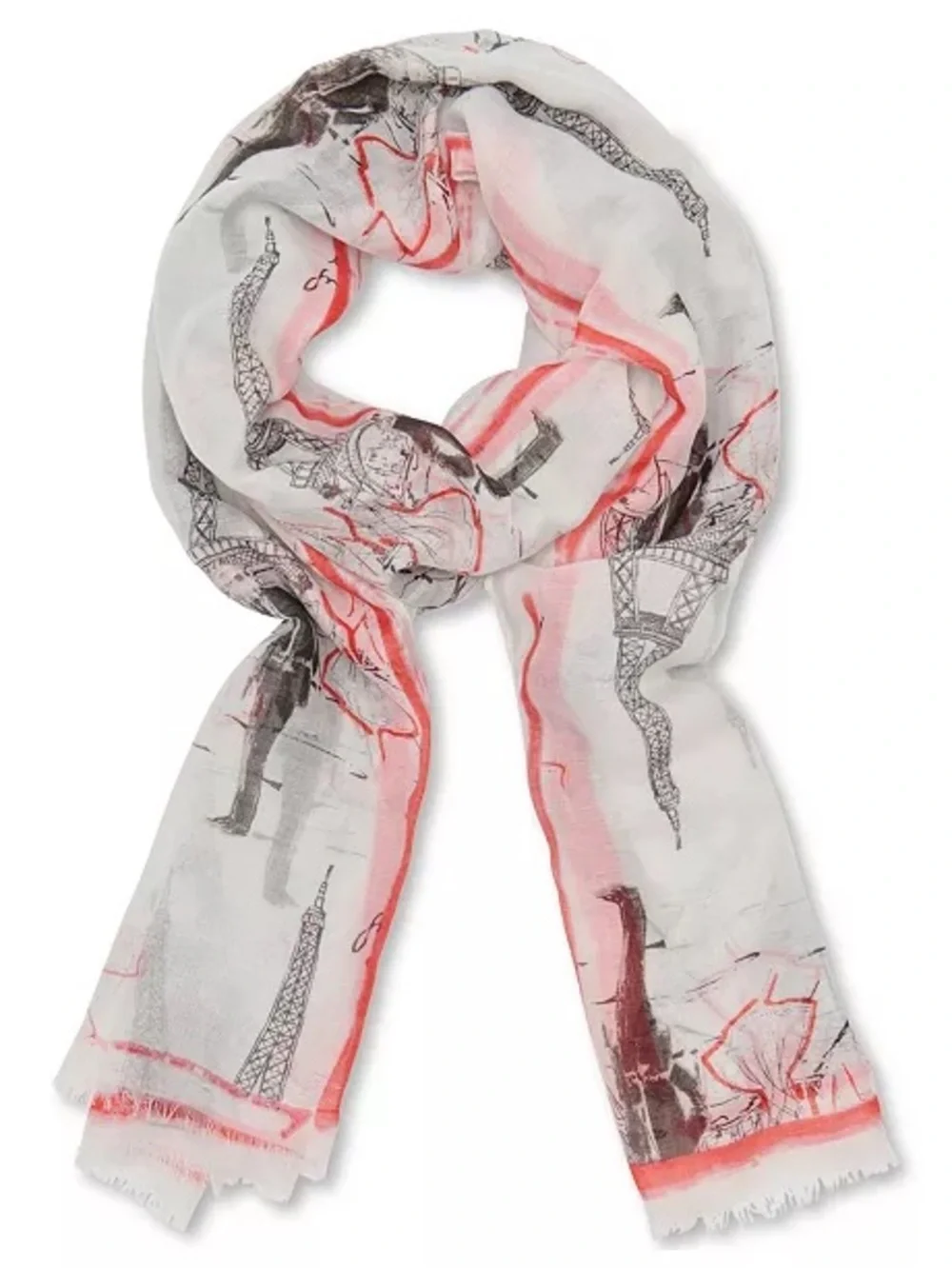 Karl Lagerfeld Paris Eiffel Tower Sketch Print Wrap Scarf Shawl 72x36